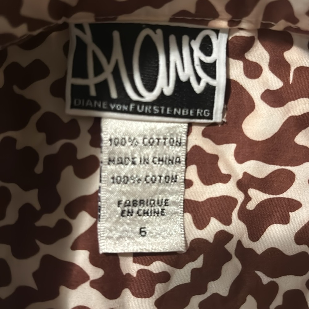 Diane By Diane Von Furstenberg Shirt Dress Abstract Print Brown size 6 - Picture 8 of 9